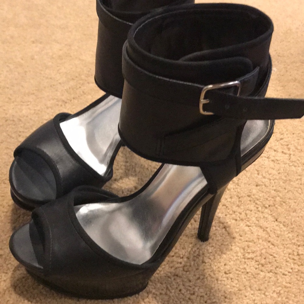 Black bakers heels with wrap around top